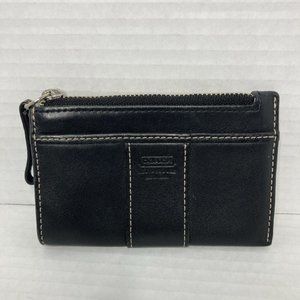 Coach Black Leather SLG Mini Skinny Zip Card Case